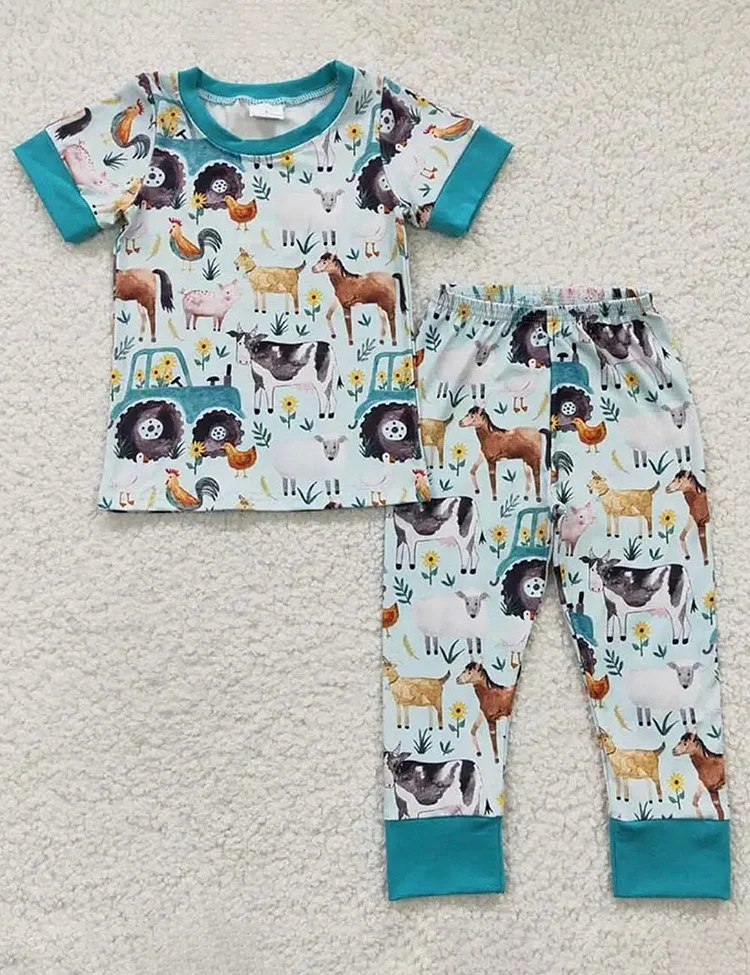 Kid's Western Farm Animals Pajama Set