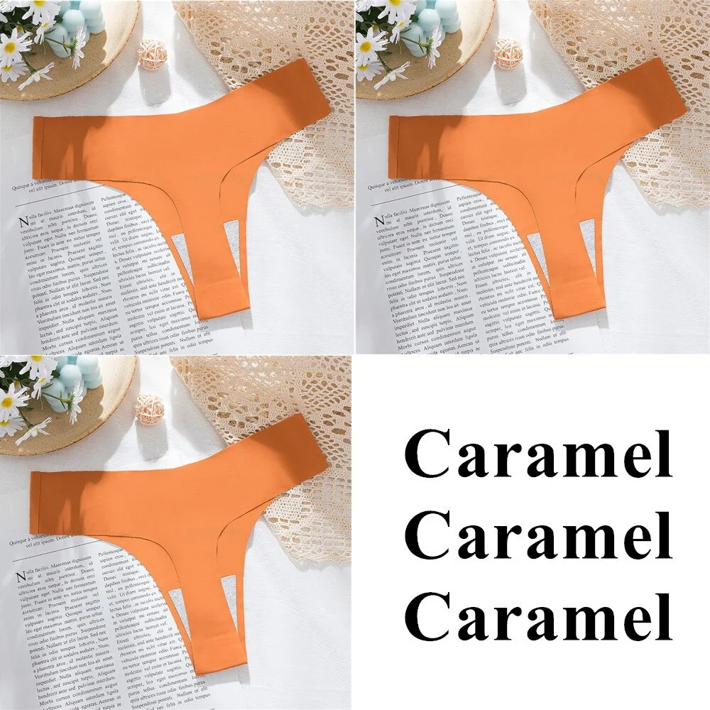 3Pcs New Ice Silk Thong Sexy Panties Seamless G String Underwear Women Low-Rise Thongs Women Lingerie Bikini T Back Underpants
