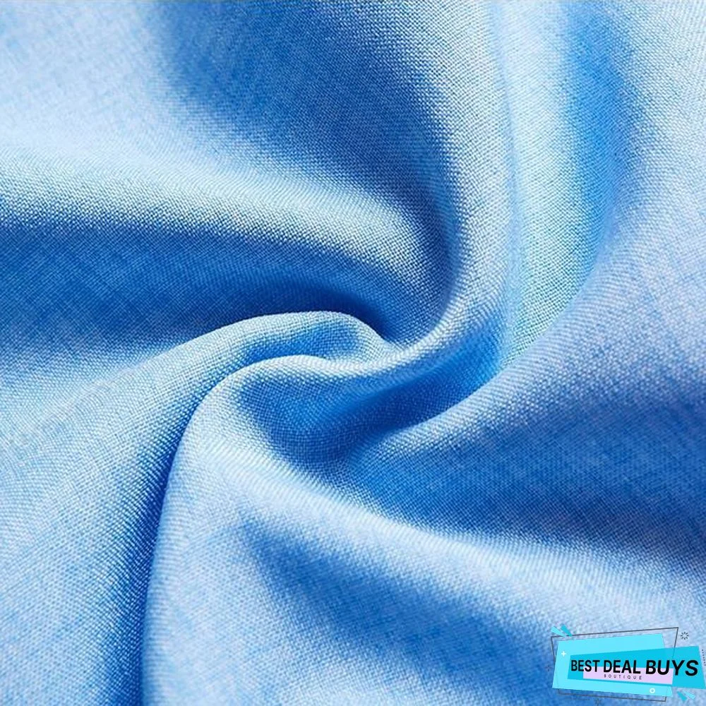 Men's Fashion Lapel Long Sleeve Solid Color Casual T-Shirts Linen