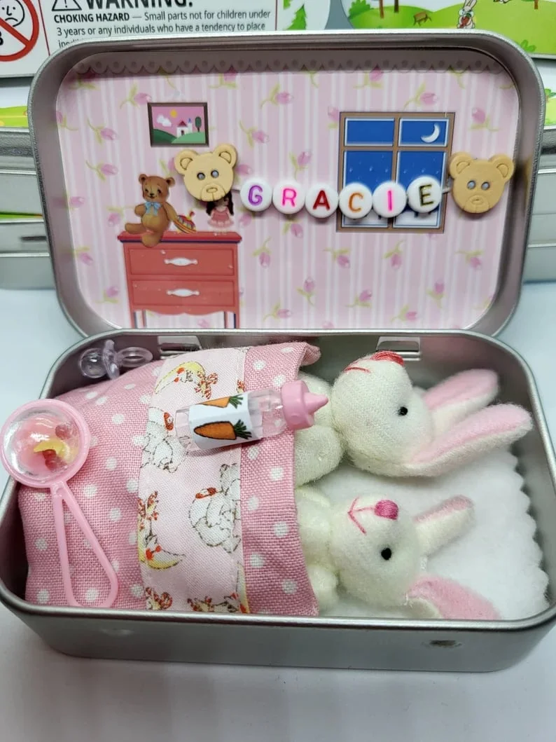 Bunny Mummy Tiny Plush Pocket Tin