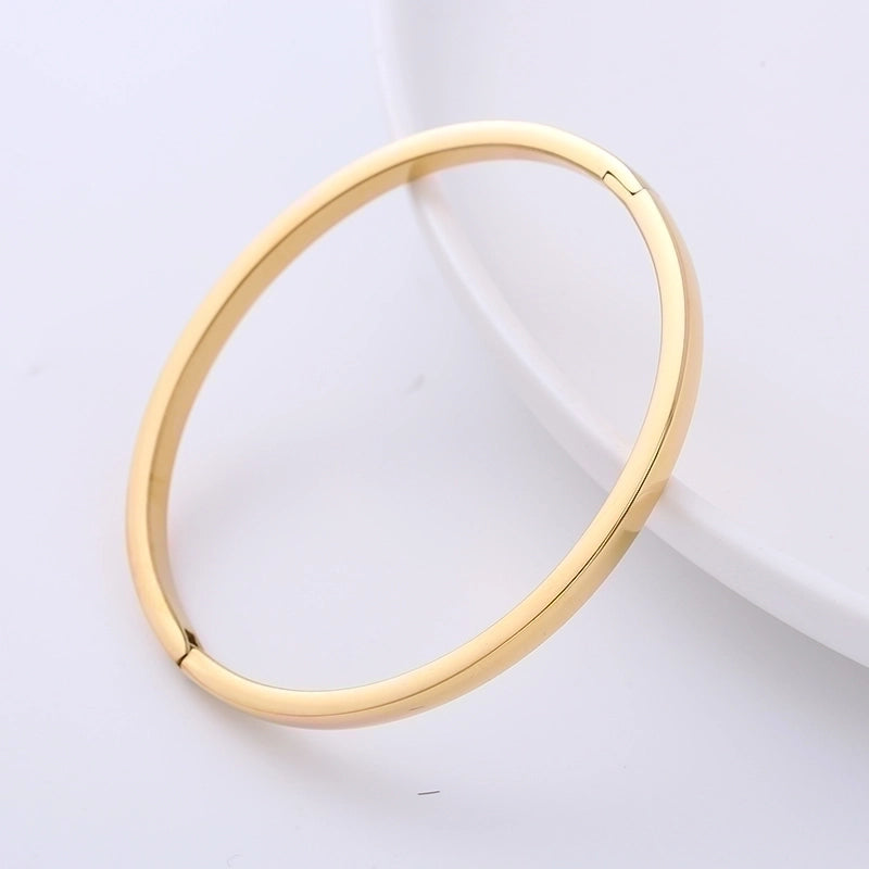 Minimalist Solid Color 304 Stainless Steel 18K Gold Plated No Inlaid Stainless Steel Bracelets In Bulk