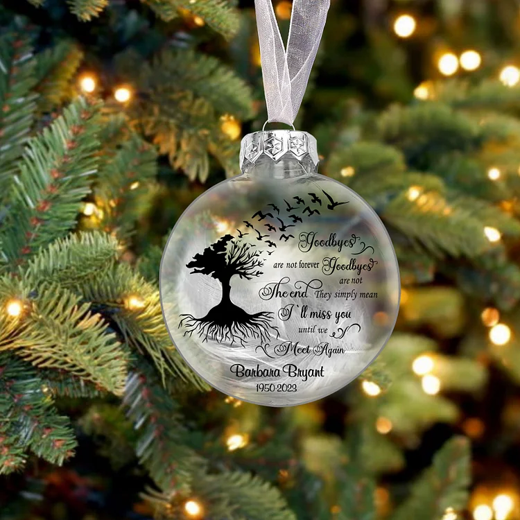 Memorial Ball Christmas Ornaments Custom Name & Date Feather Ornament ...