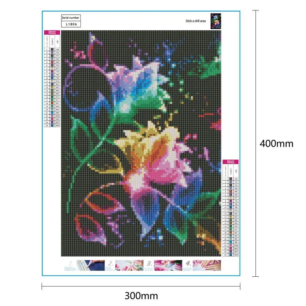 Diamond Painting - Partial Round Drill - Colorful Fantasy Flower(30*40cm)