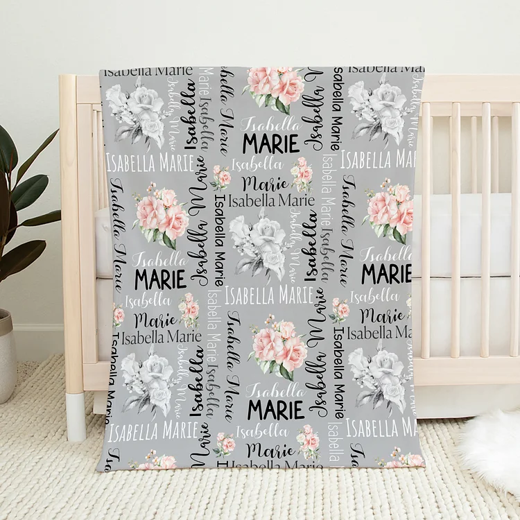 BlanketCute-Personalized Lovely Kid Flower Blanket with Your Kid's Name | 02