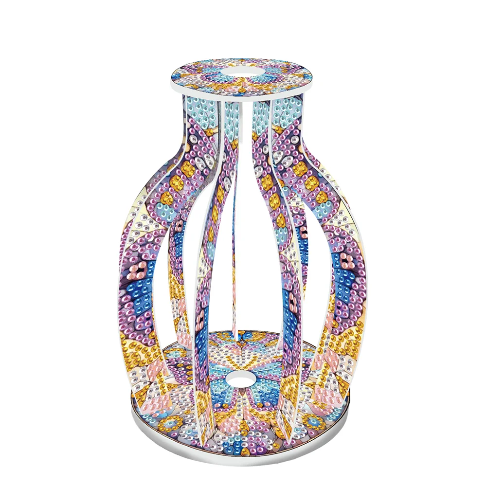 Acrylic Wood Butterfly 5D DIY Diamond Painting Flower Vase for Home Office Decor
