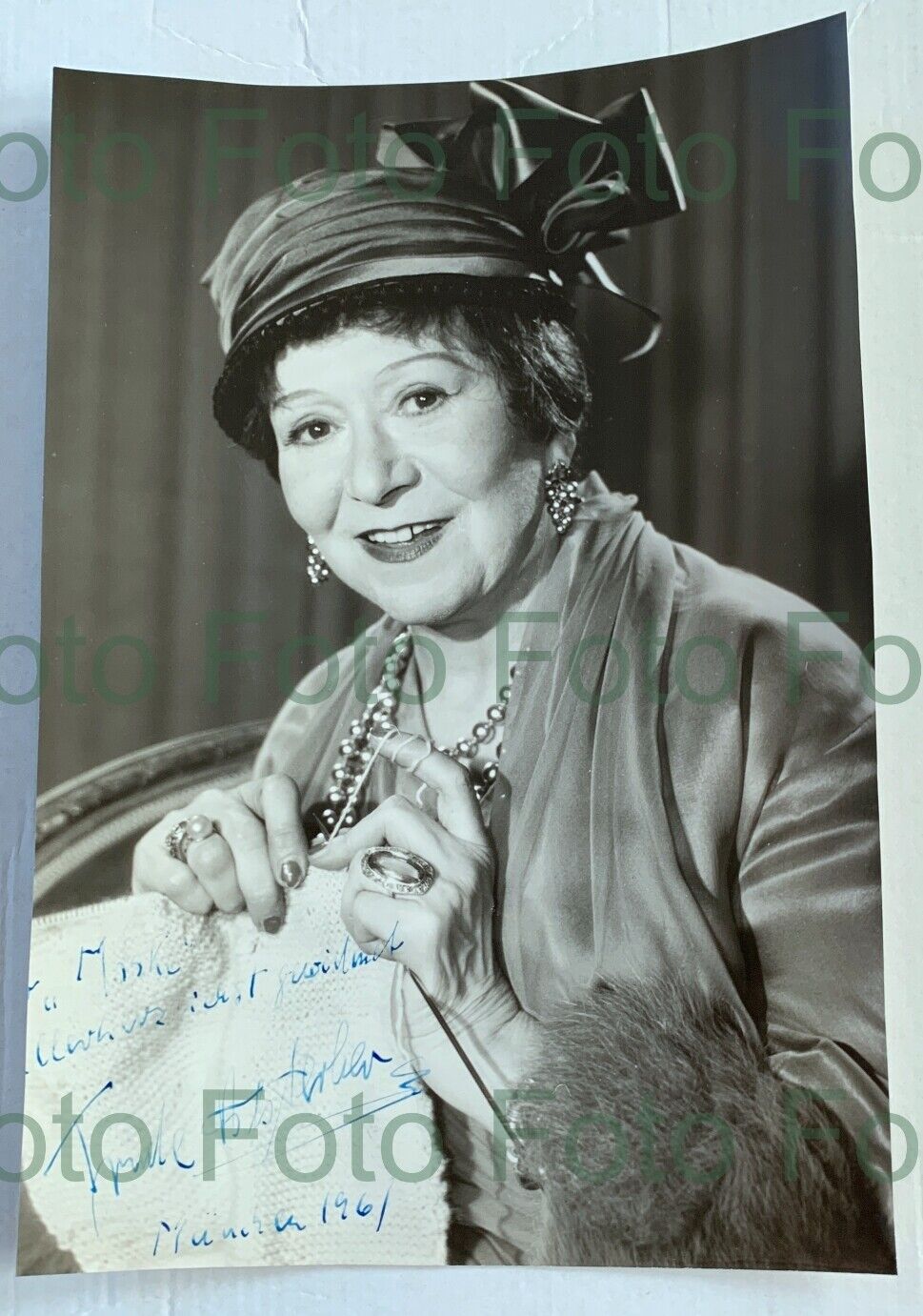 Trude Hesterberg Original Autograph Vintage Portrait Film Photo Poster painting Signed (TV-414