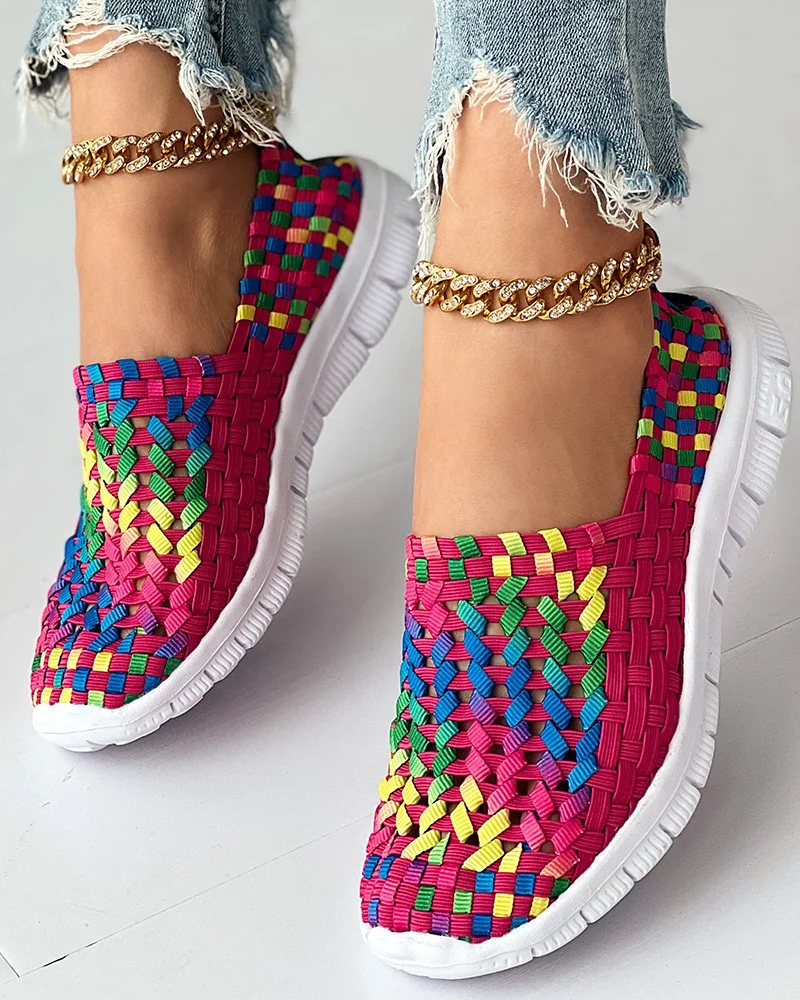 🔥Last Day Promotion 53%🔥Women's Colorblock Braided Slip-on Sneakers