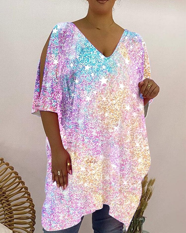 V-Neck Casual Print Women's Top