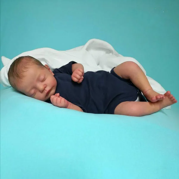 17" Asleep Reborn Baby Boy Fadl,Lifelike Handmade Reborn Doll Set,with Clothes and Bottle -Creativegiftss® - [product_tag] RSAJ-Creativegiftss®