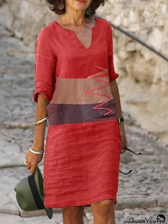 Casual Dress Shift Dress Print Dress Floral Abstract Print V Neck Mini Dress Active Fashion Outdoor Daily Half Sleeve Regular Fit Light Green Red Blue Summer Spring S M L XL XXL for Women