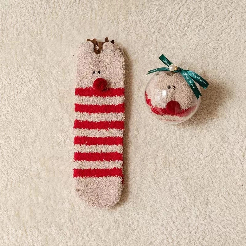 Women’s Minimalist Christmas Tree Santa Claus Snowman Cotton Jacquard Crew Socks