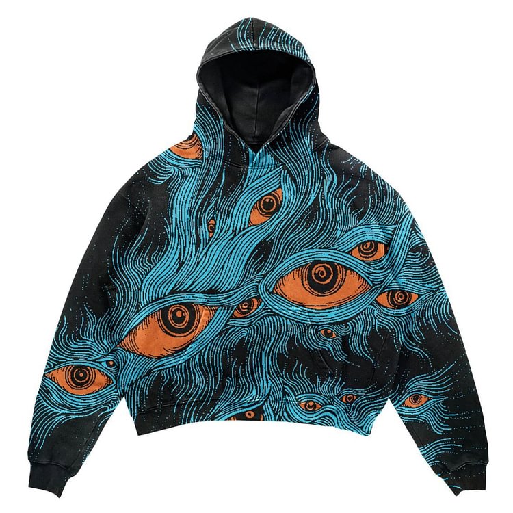 Abstract Line Eye Print Hoodie