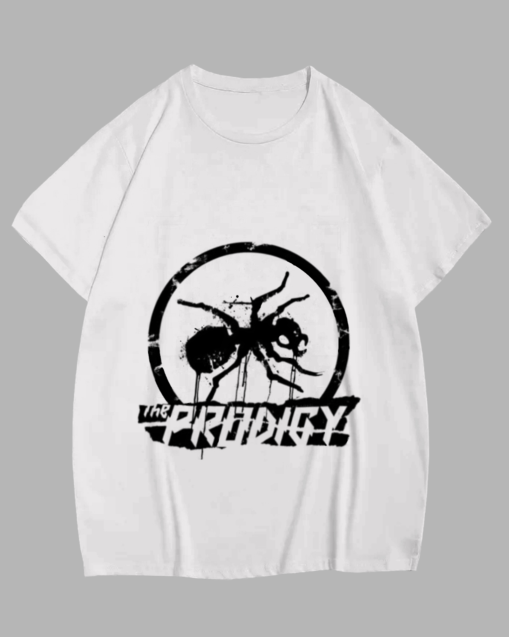 Big Men's White The Prodigy Ant Printed Short Sleeve T-Shirt