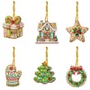 (US Local)6pcs Xmas Cookies  DIY Diamond Painting Art Pendant Wall Door Decoration
