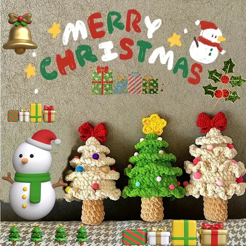 1pc creative christmas tree holiday decorations holiday gifts home decoration pure hand knitted christmas tree details 0