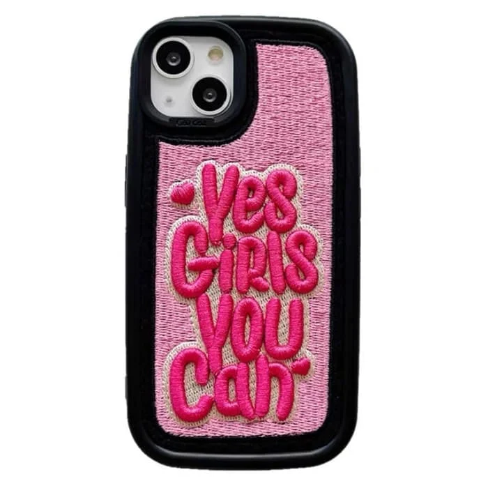 Slogan Embroidery Phone Case