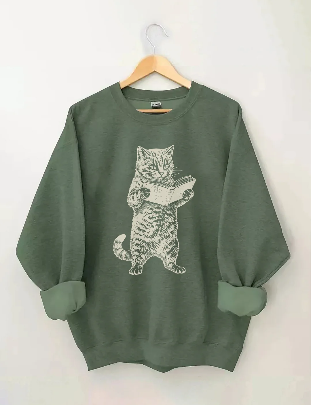 Cat Reading Book Lover Sweatshirt