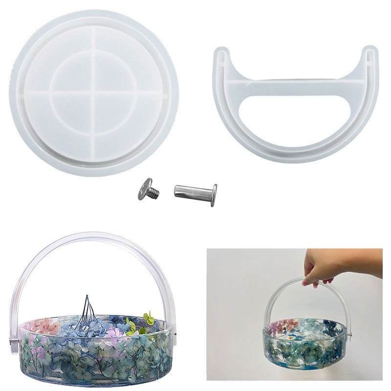 Round Handheld Storage Basket Ice Cube Bucket Resin Mold 