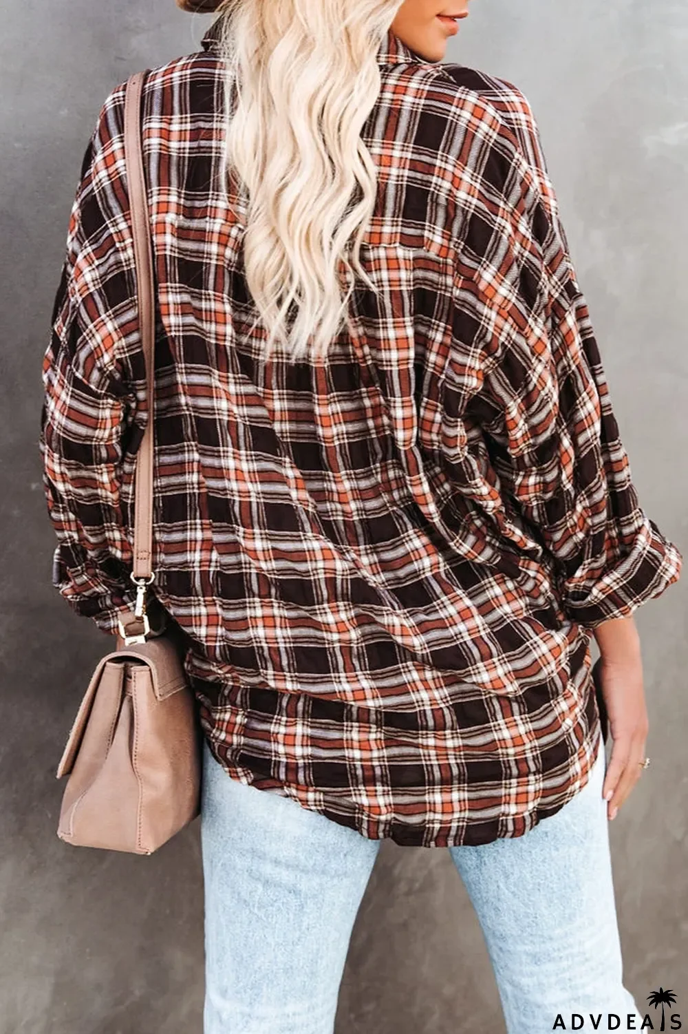 Lapel Plaid Long Sleeve Shirt Coat