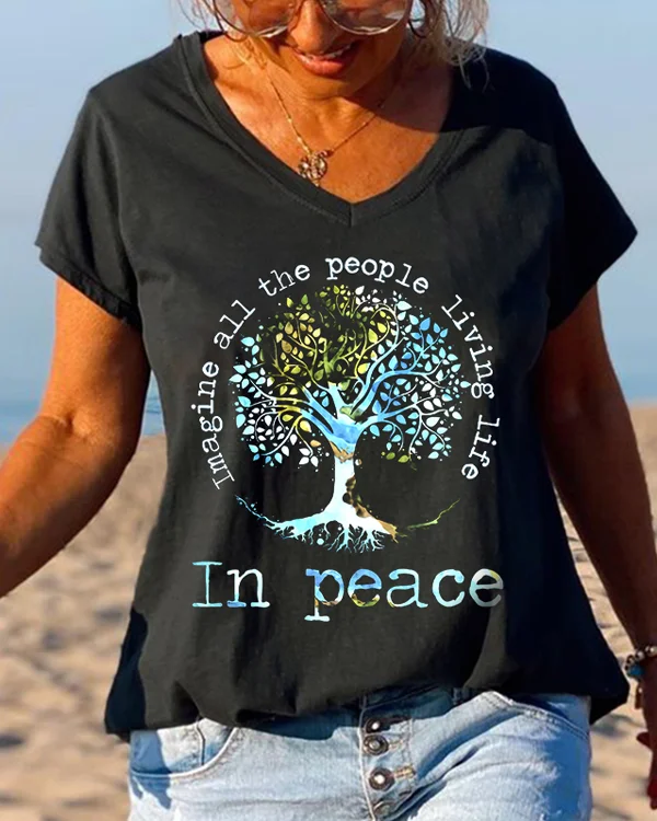 🔥kukelife🔥Imagine All The People Living Life Tree Of Life Graphic Tees