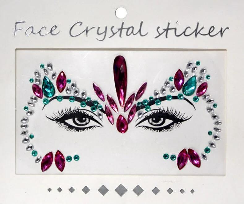 Face Adhesive Jewelry Gems Temporary Tattoo Face Jewelry Festival Party Body Art Gems Rhinestone Flash Tattoos Stickers Make Up