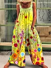 Floral-Print Personality  Losse Sleeves Jumpsuits