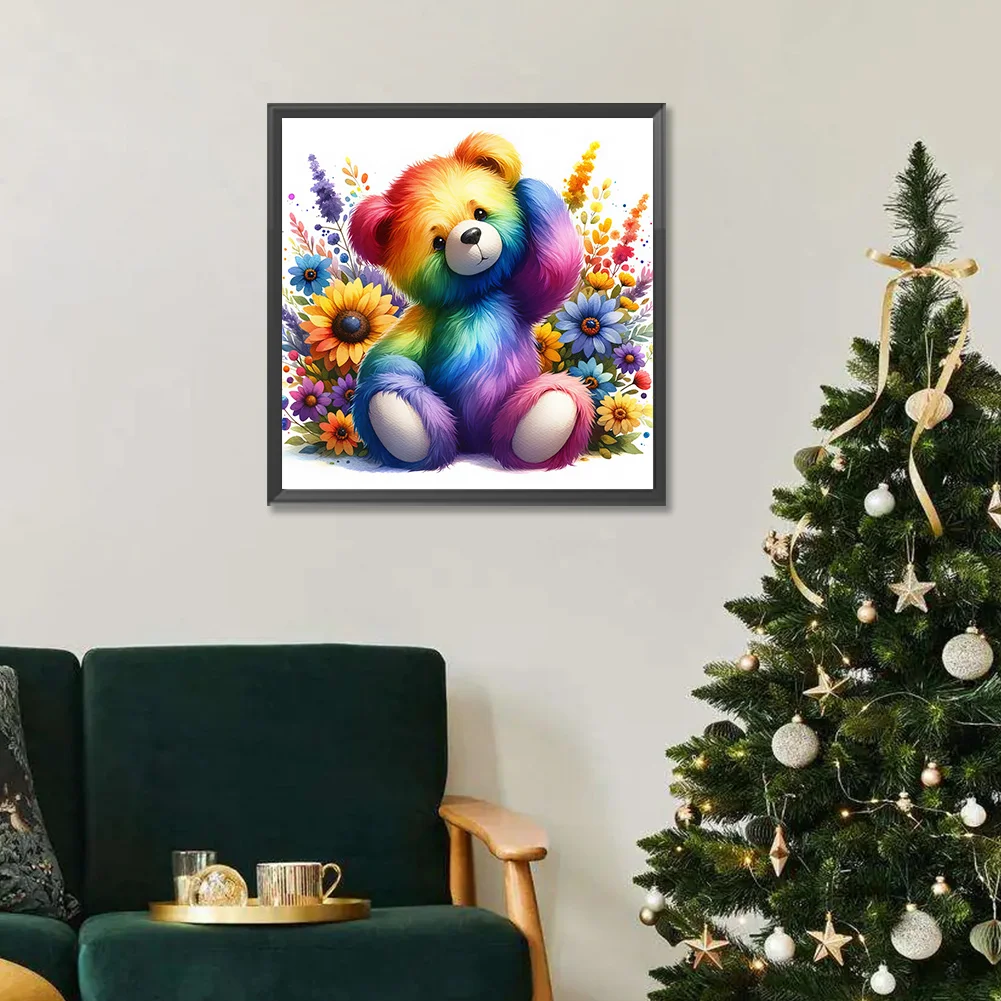 Diamond Painting - Full Round Drill - Rainbow Bear(Canvas|30*30cm)