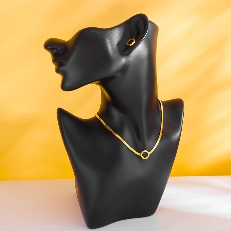 Cute Minimalist Roman Style Round Roman Numeral 304 Stainless Steel 18K Gold Plated Bracelets Earrings Necklace