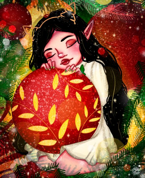Female Elf Holding A Ball 40*50CM(Canvas) Full Round Drill Diamond Painting gbfke