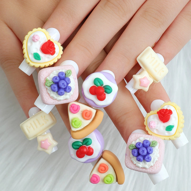 French Style Minimalist Flower Butterfly ABS Press-on Nails 1 Set