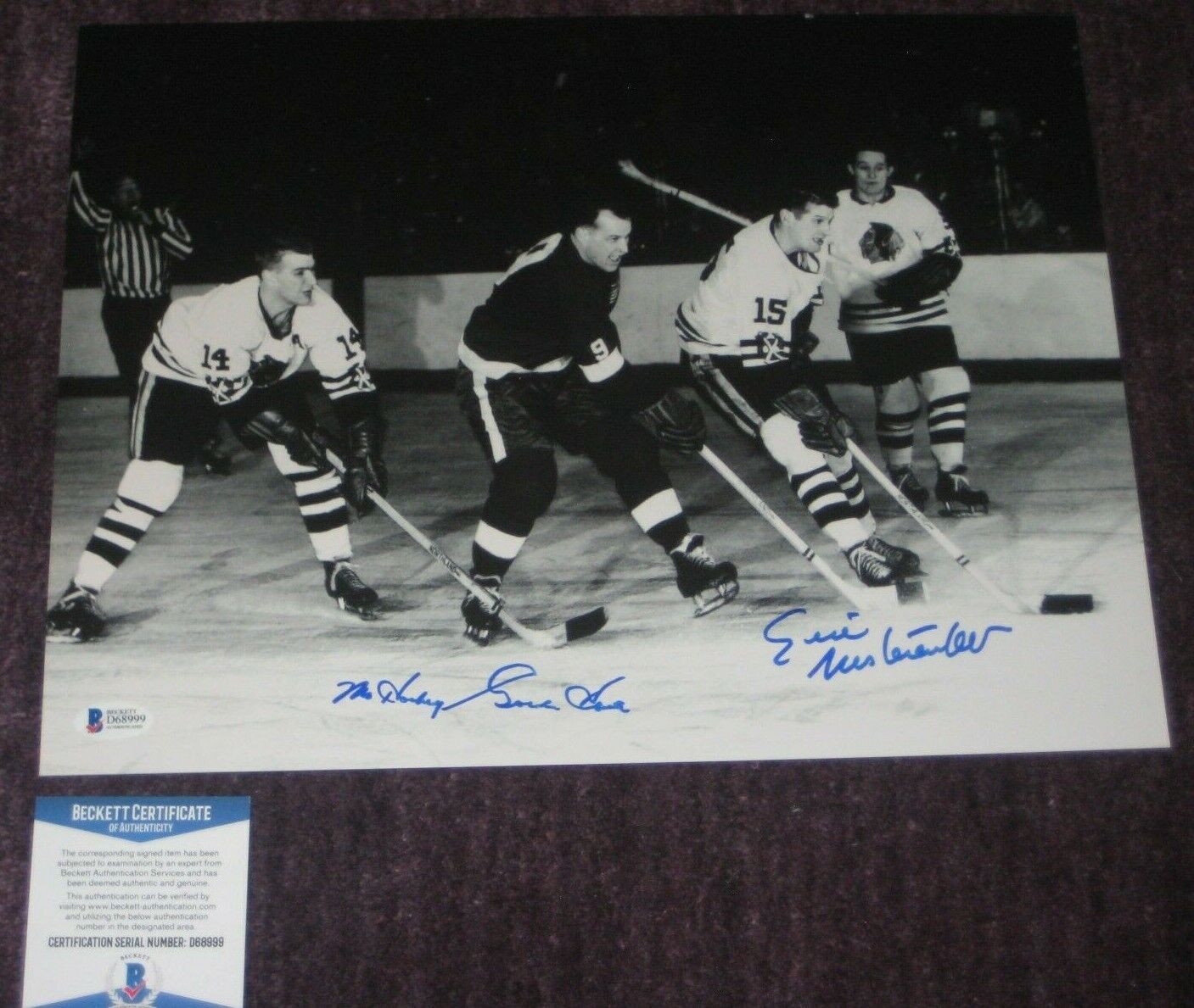 GORDIE HOWE & ERIC NESTERENKO Signed Photo Poster painting w/ Beckett COA