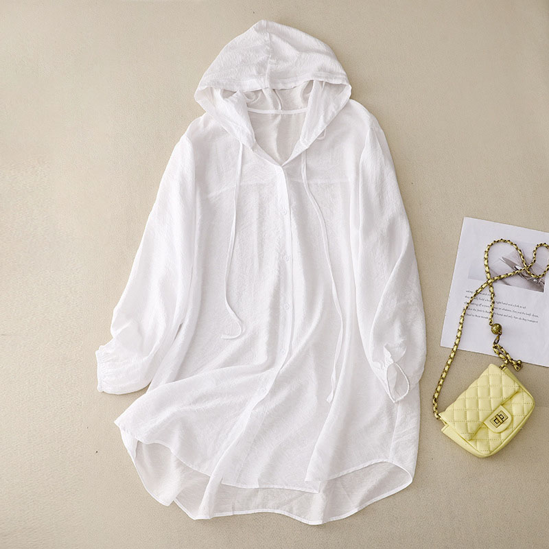 Hooded Long Sleeve Sun Protection Casual Thin Top