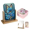 (US Local)DIY Butterfly Diamond Painting Kit Rotatable Mirror w Diamond Art Jewelry Box