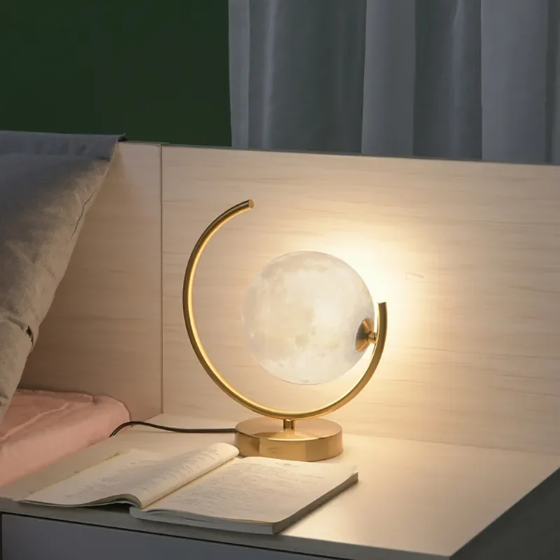 Modern 3D Moon Semi-Ring Bracket Table Lamp  JOSENART Josenart