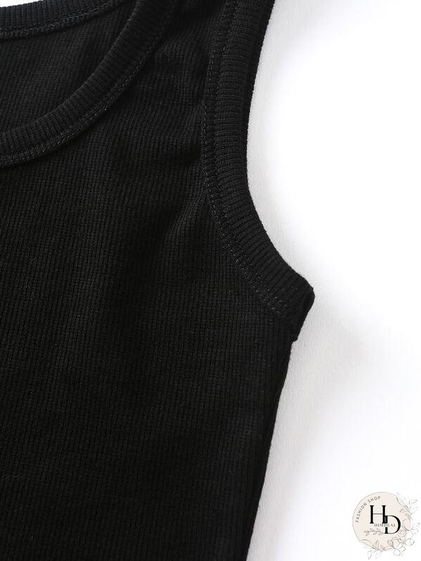 Button Detail Scoop Neck Tank Top