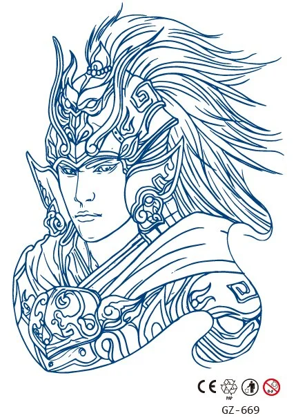 Temporary Waterproof Tattoo Stickers Ancient Chinese God of War Totem Thinker Juice Ink Men Women Girl Chest Arm Body Fake Tatoo