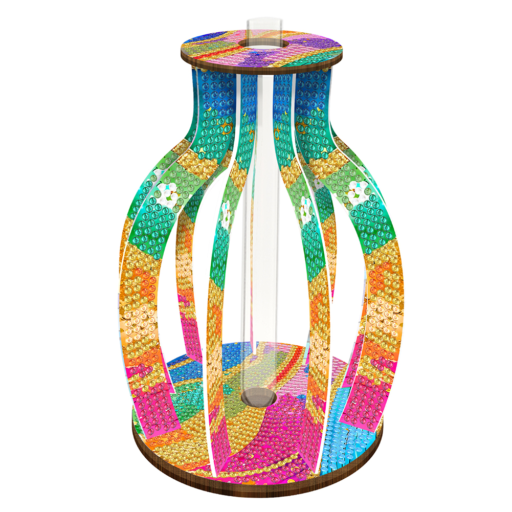 Wood Ribbon Diamond Painting Flower Vase Ornaments for Home Office Decor