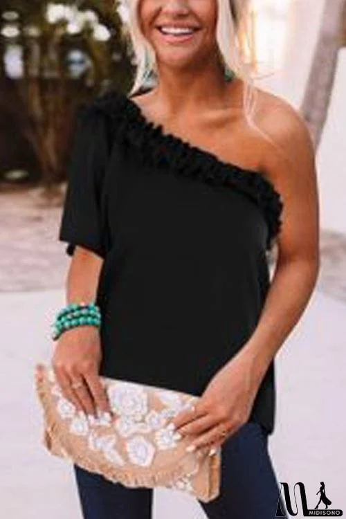 MidiSono - Fashion Casual Oblique Shoulder Top