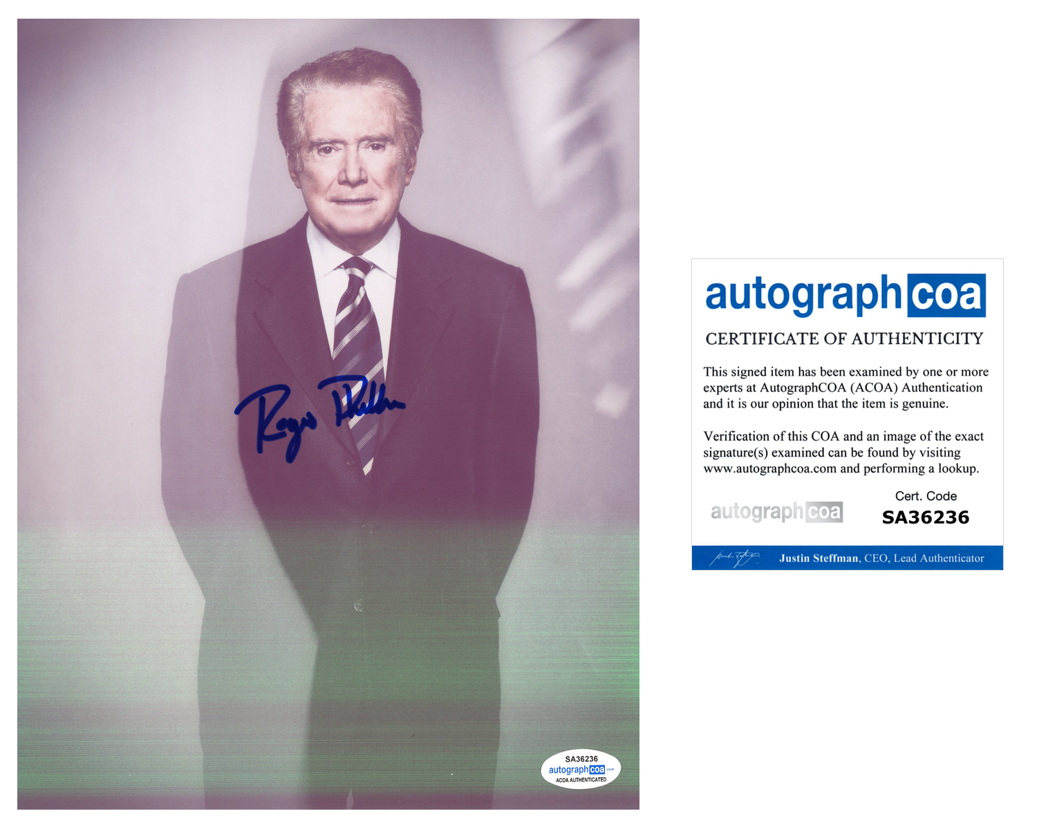 Regis Philbin Signed Autographed 8x10 Photo Poster painting Live with Kathie Lee Kelly ACOA COA