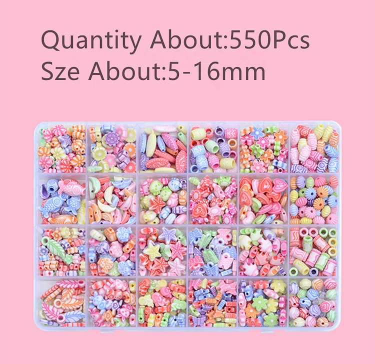 Mix 550 Pcs Acrylic beaded children's beaded Toy diy handmade Girl beaded Geometric Animal Beads Charm Pendant for DIY Accessories Charm Earring Making