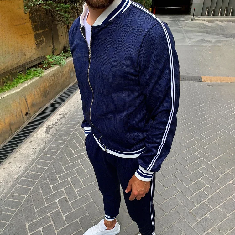 Utbros Casual Blue Printed Jacket And Pants Co-Ord