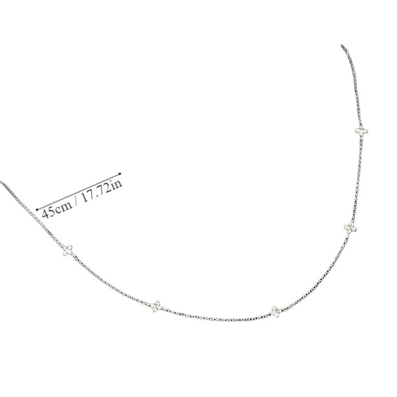 925 Sterling Silver Inlay Four Leaf Clover Necklace