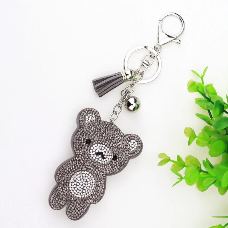 5 Pieces Cute Bear Flannel Diamond Women’s Keychain