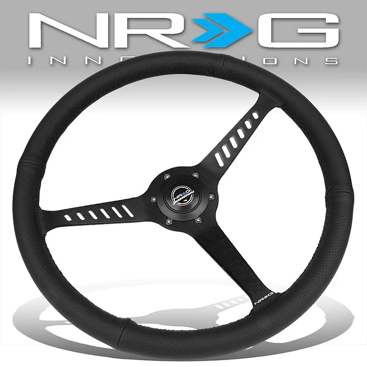 380mm 2.25 in. Deep Dish Perforated Leather Grip Steering Wheel - RST-380STL-B