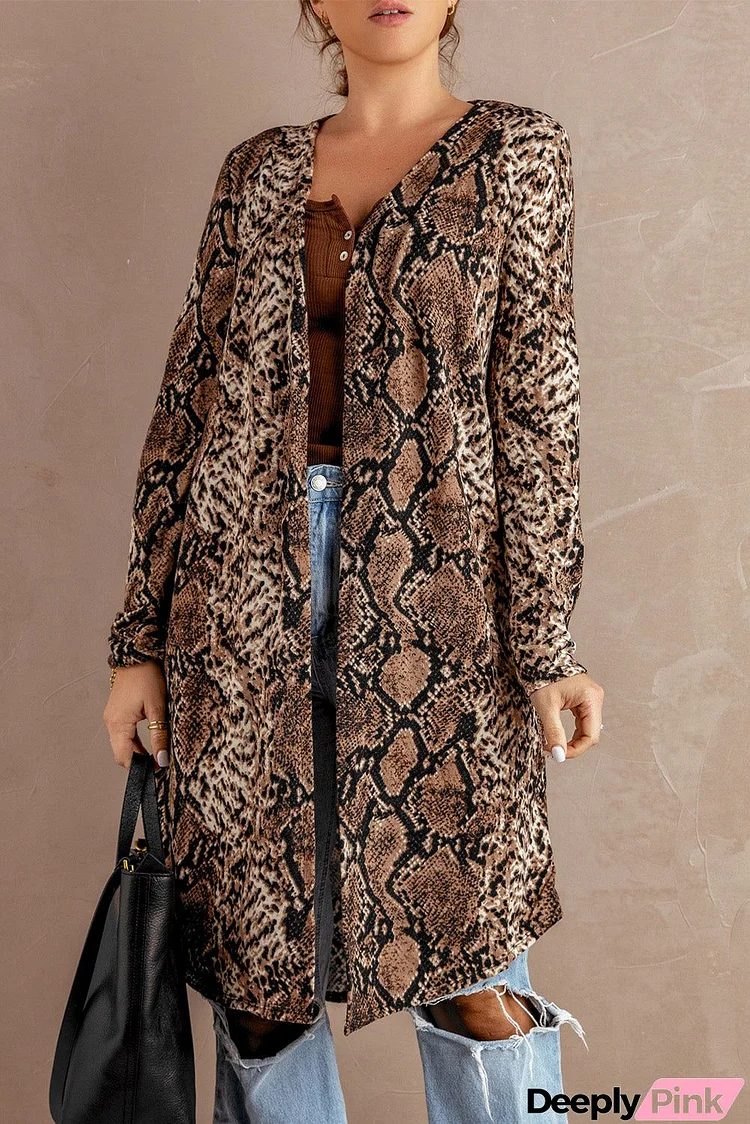 Fashion Snake Print Long Cardigan