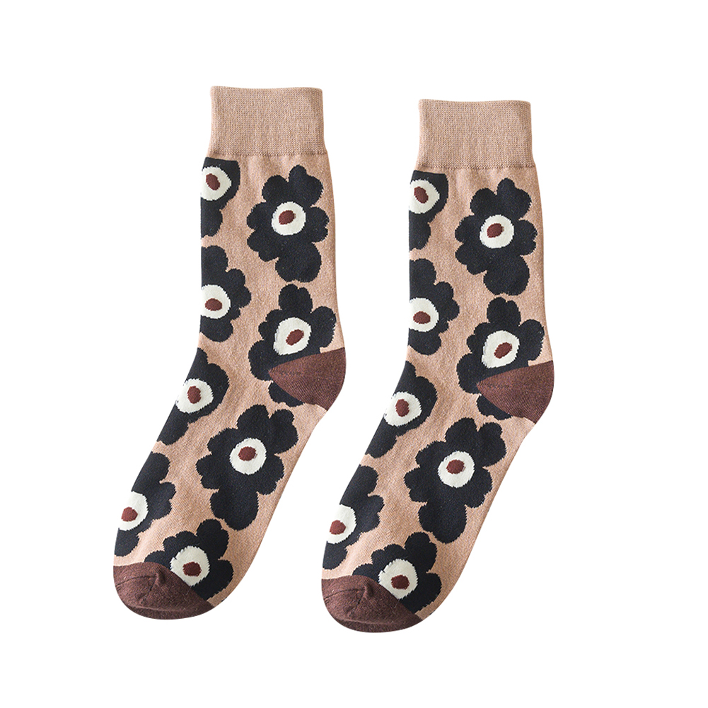 

Vintage Flower Print Cotton Socks Women Men Breathable Calf Length Socks, 501 Original