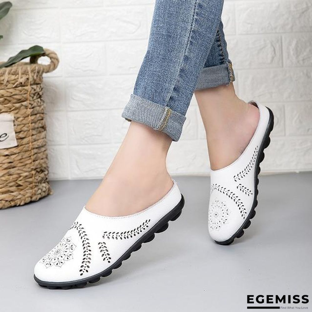 Cow Muscle Ballet Flower Print Women Genuine Leather Flats Loafer Shoes | EGEMISS