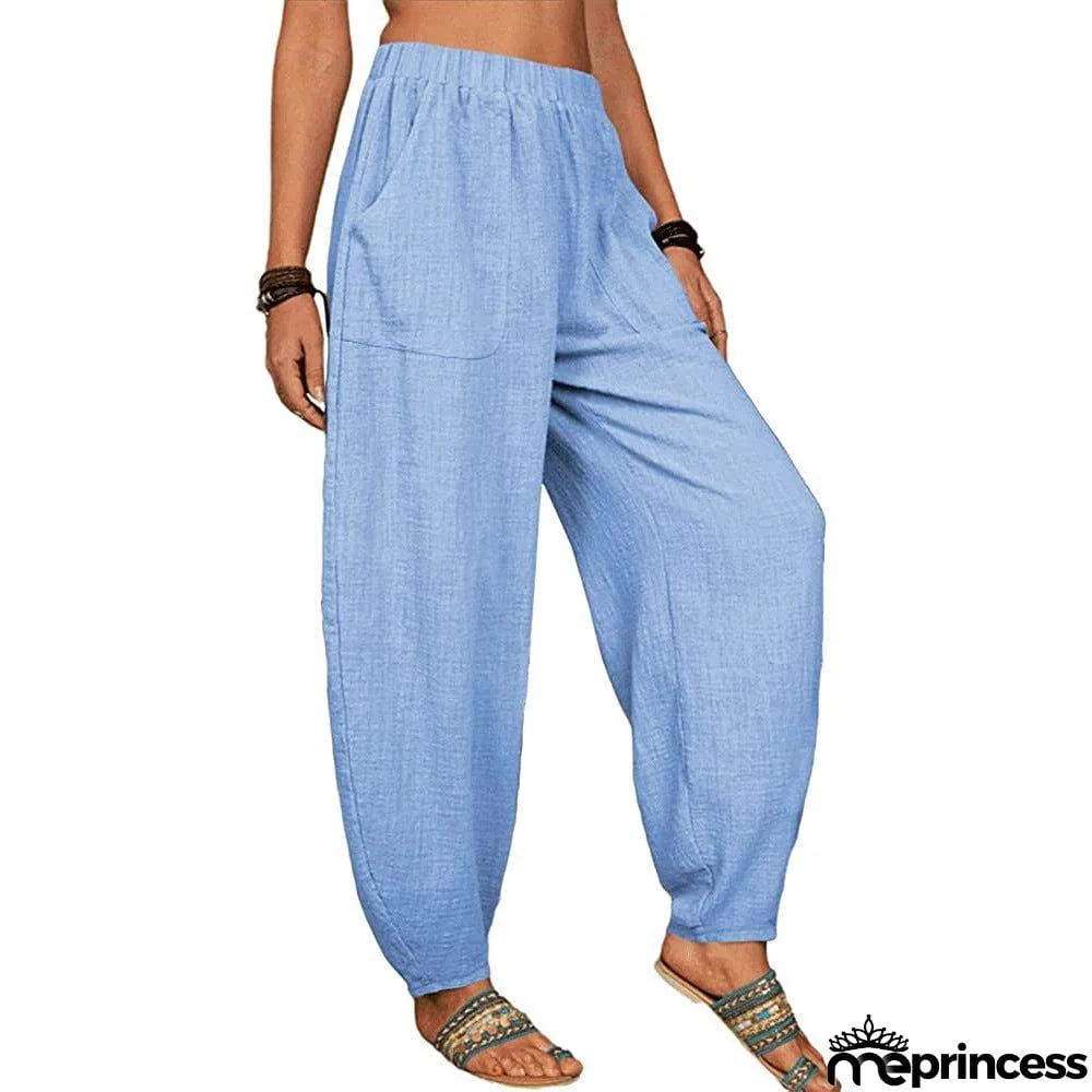 Women's Pure Color Casual Cotton Pants