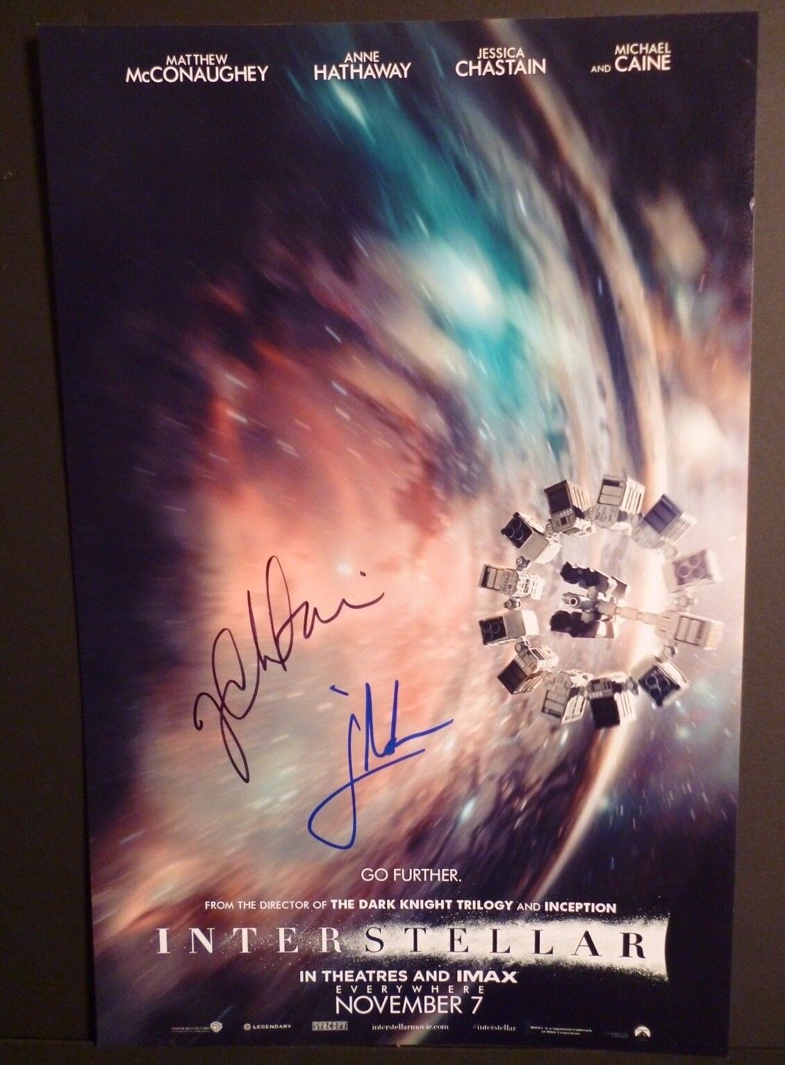 JESSICA CHASTAIN & Jonathan Nolan Signed INTERSTELLAR 11x17 Photo Poster painting (EXACT PROOF)