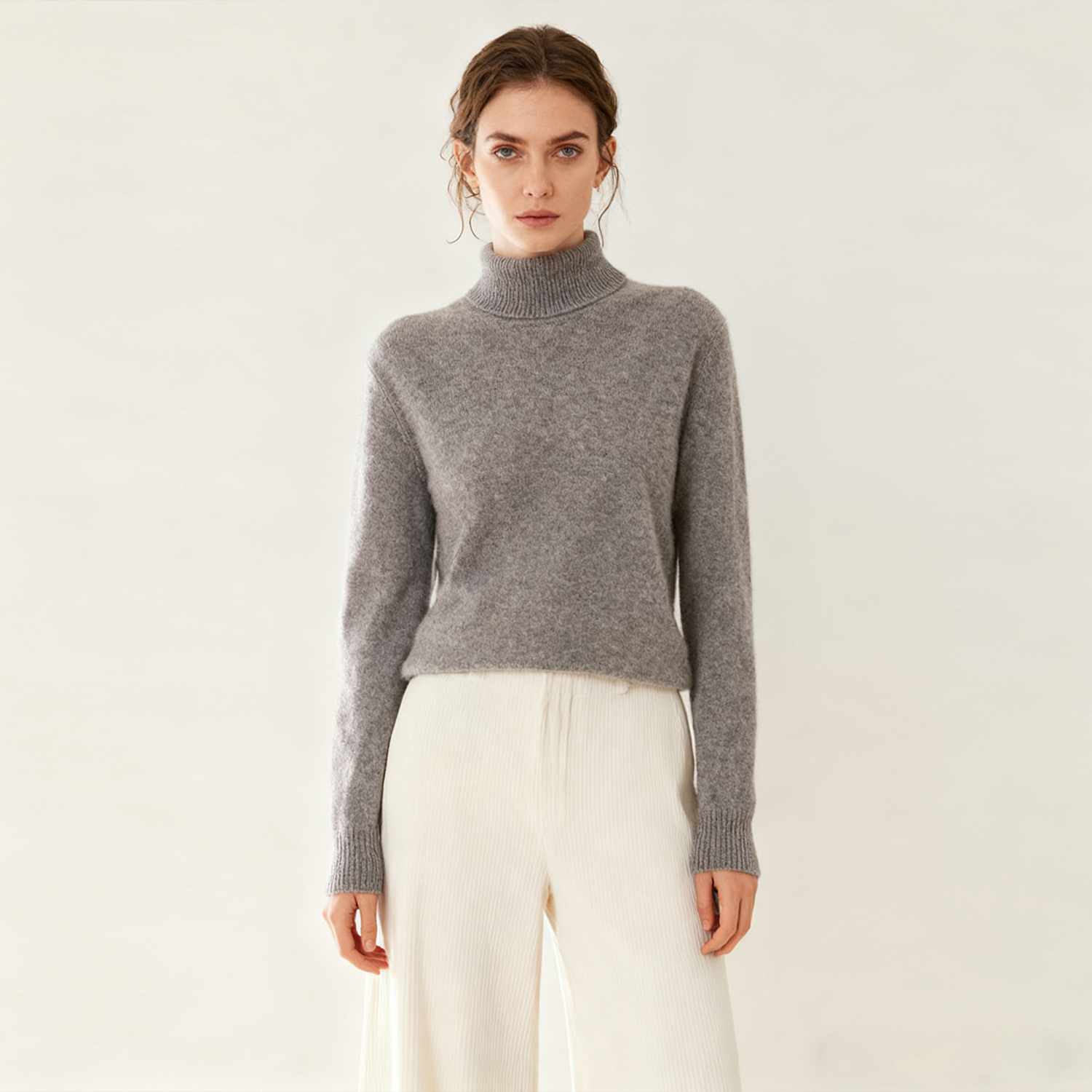 Women's Classic Turtleneck Knit Cashmere Sweater | Long Sleeve Essential REAL SILK LIFE